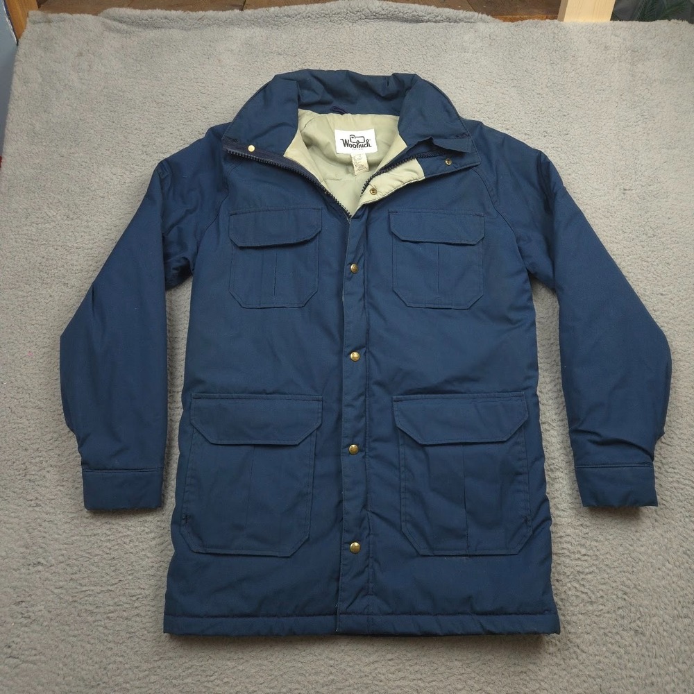 Vintage Woolrich USA Made Parka Jacket Navy Utility Field Coat M 90s Insulated